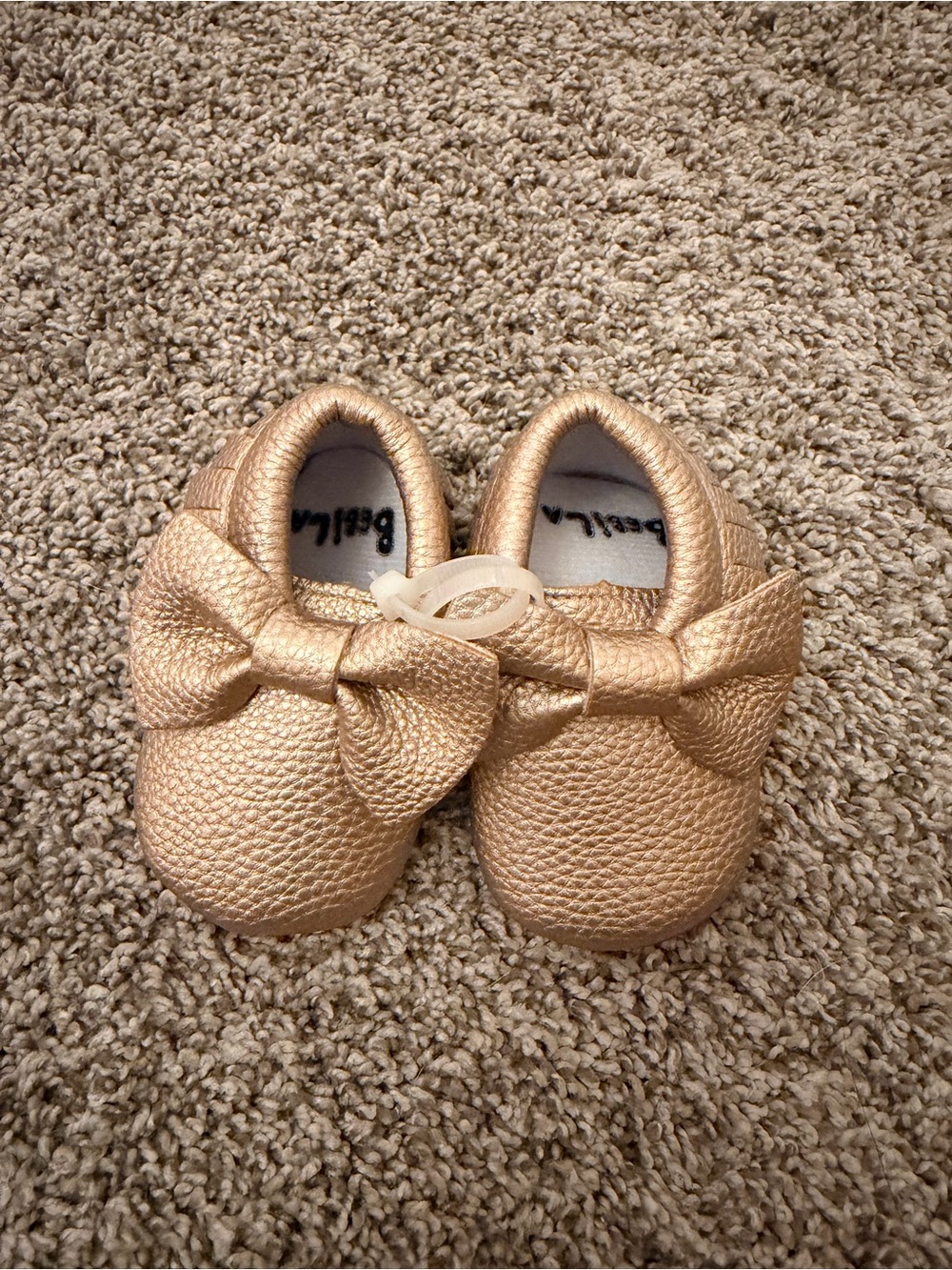 Baby Metallic Gold Bow Moccasins